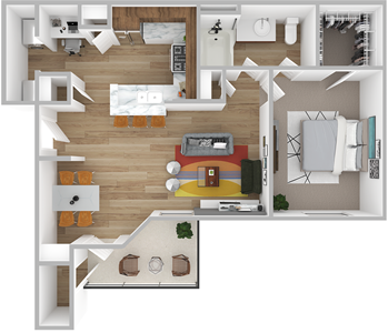 A - Creekbend - 1 Bedroom / 1 Bath - 767 Sq. Ft.*