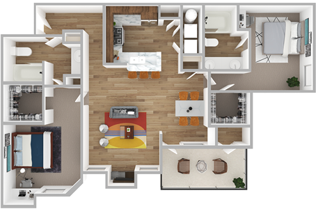D - Stonefield - 2 Bedroom / 1 Bath - 1,196 Sq. Ft.*